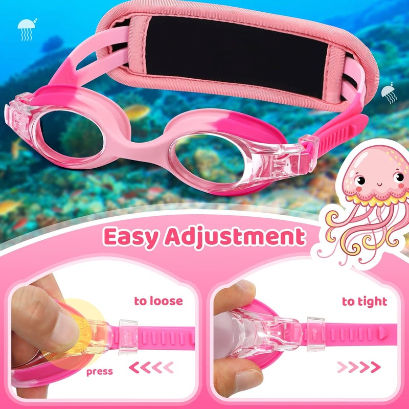 Vvinca Kids Swim Goggles with Fabric Strap No Tangle Pain-Free, Anti-Fog Swimming Pool Goggle No Leak for Toddlers Girls Boys - Image 5